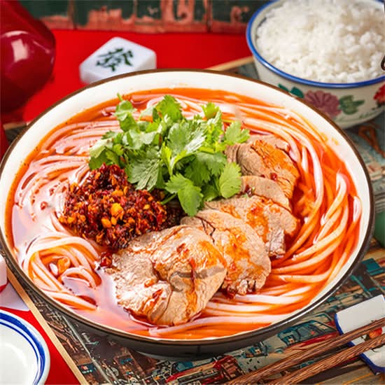 麻辣羊汤米线 Mala Spicy Lamb Soup with Rice Noodles
